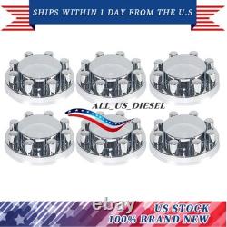 Chrome Hub Covers Semi Truck Wheel Axle Cover 33mm Lug Front & Rear Complete