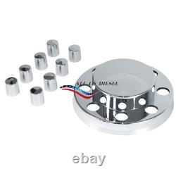 Chrome Hub Covers Semi Truck Wheel Axle Cover 33mm Lug Front & Rear Complete