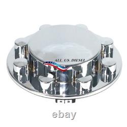 Chrome Hub Covers Semi Truck Wheel Axle Cover 33mm Lug Front & Rear Complete