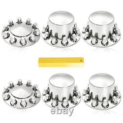 Chrome Plastic Semi Truck Wheel Axle Cover with33mm Lug Nut Front & Rear Thread-On