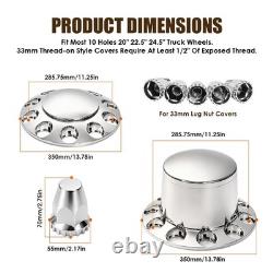 Chrome Plastic Semi Truck Wheel Axle Cover with33mm Lug Nut Front & Rear Thread-On