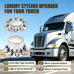 Chrome Plastic Semi Truck Wheel Axle Cover with33mm Lug Nut Front & Rear Thread-On