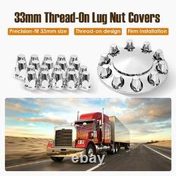 Chrome Plastic Semi Truck Wheel Axle Cover with33mm Lug Nut Front & Rear Thread-On