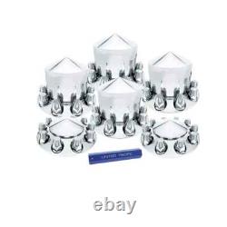 Chrome Plastic Spiked Axle Cover Set with 33mm Dome Nut Covers for Semi Trucks 6PC Chrome Plastic Spiked Axle Cover Set with 33mm Dome Nut Covers for Semi Trucks 6PC