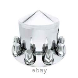 Chrome Plastic Spiked Axle Cover Set with 33mm Dome Nut Covers for Semi Trucks 6PC