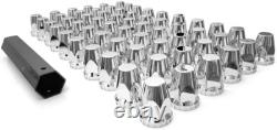 Chrome Plastic Spiked Axle Cover Set with 33mm Dome Nut Covers for Semi Trucks 6PC