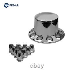 Chrome Rear Axle Wheel Cover with Hub Cap 33mm Lug Nuts for Semi Truck 2PCS