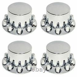 Chrome Rear Axle Wheel Cover with Hub Cap 33mm Lug Nuts for Semi Truck Screw-on