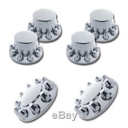Chrome Semi Truck Front & Rear Axle Cover SET with Hub Cap 33 mm Lug Nuts
