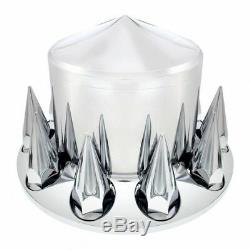 Chrome Semi Truck Front & Rear Axle Cover SET with pointed Hub Cap 33mm Lug Nuts