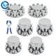 Chrome Semi Truck Front & Rear Wheel Axle Cover Hub Cap Thread-on 33mm Lug Nuts