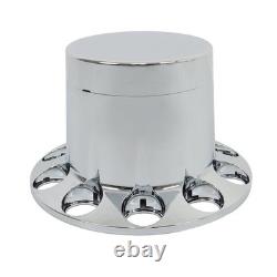 Chrome Semi Truck Front & Rear Wheel Axle Cover Hub Cap Thread-On 33mm Lug Nuts