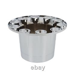 Chrome Semi Truck Front & Rear Wheel Axle Cover Hub Cap Thread-On 33mm Lug Nuts