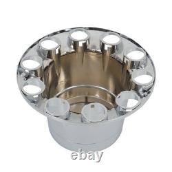 Chrome Semi Truck Front & Rear Wheel Axle Cover Hub Cap Thread-On 33mm Lug Nuts