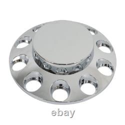 Chrome Semi Truck Front & Rear Wheel Axle Cover Hub Cap Thread-On 33mm Lug Nuts