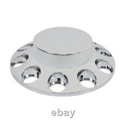 Chrome Semi Truck Front & Rear Wheel Axle Cover Hub Cap Thread-On 33mm Lug Nuts