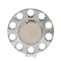 Chrome Semi Truck Front & Rear Wheel Axle Cover Hub Cap Thread-On 33mm Lug Nuts