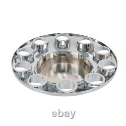 Chrome Semi Truck Front & Rear Wheel Axle Cover Hub Cap Thread-On 33mm Lug Nuts