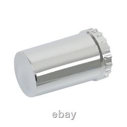 Chrome Semi Truck Front & Rear Wheel Axle Cover Hub Cap Thread-On 33mm Lug Nuts