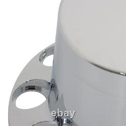 Chrome Semi Truck Front & Rear Wheel Axle Cover Hub Cap Thread-On 33mm Lug Nuts