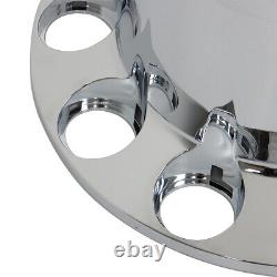 Chrome Semi Truck Front & Rear Wheel Axle Cover Hub Cap Thread-On 33mm Lug Nuts