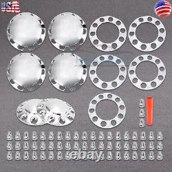 Chrome Semi Truck Hub Cover Wheel Axle Cover Center Caps 33mm Lug Nut Covers set