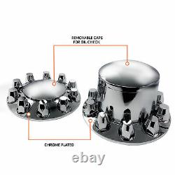 Chrome Semi Truck Hub Cover Wheel Axle Cover Center Caps with 33mm Lug Nut Covers