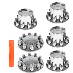Chrome Semi Truck Hub Cover Wheel Axle Cover Center Caps with 33mm Lug Nut Covers