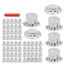 Chrome Semi Truck Hub Cover Wheel Axle Covers Center Caps With 33mm Lug Nut Covers