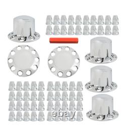 Chrome Semi Truck Hub Cover Wheel Axle Covers Center Caps With 33mm Lug Nut Covers