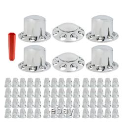 Chrome Semi Truck Hub Cover Wheel Axle Covers Center Caps With 33mm Lug Nut Covers