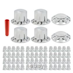 Chrome Semi Truck Hub Cover Wheel Axle Covers Center Caps With 33mm Lug Nut Covers
