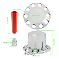 Chrome Semi Truck Hub Cover Wheel Axle Covers Center Caps With 33mm Lug Nut Covers