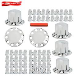 Chrome Semi Truck Hub Cover Wheel Axle Covers Center Caps with 33mm Lug Nut Covers