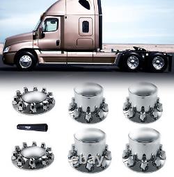 Chrome Semi Truck Hub Cover Wheel Axle Covers Center Caps with 33mm Lug Nut Covers