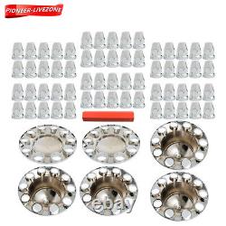 Chrome Semi Truck Hub Cover Wheel Axle Covers Center Caps with 33mm Lug Nut Covers