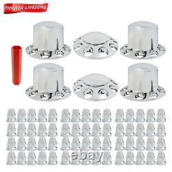Chrome Semi Truck Hub Cover Wheel Axle Covers Center Caps with 33mm Lug Nut Covers