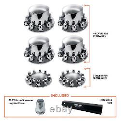 Chrome Semi Truck Hub Cover Wheel Axle Covers Center Caps with 33mm Lug Nut Covers