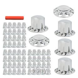 Chrome Semi Truck Hub Cover Wheel Axle Covers Center Caps with 33mm Lug Nut Covers