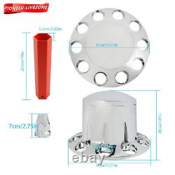 Chrome Semi Truck Hub Cover Wheel Axle Covers Center Caps with 33mm Lug Nut Covers