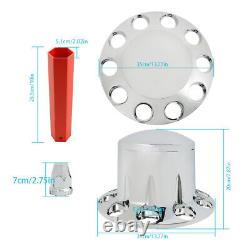 Chrome Semi Truck Hub Cover Wheel Axle Covers Center Caps with 33mm Lug Nut Covers