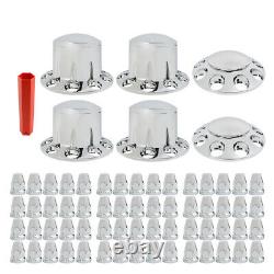 Chrome Semi Truck Hub Cover Wheel Axle Covers Center Caps with 33mm Lug Nut Covers