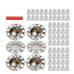 Chrome Semi Truck Hub Cover Wheel Axle Covers Center Caps with 33mm Lug Nut Covers