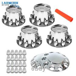 Chrome Semi Truck Hub Cover Wheel Axle Covers Center Caps with 33mm Lug Nut New