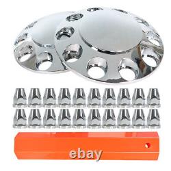 Chrome Semi Truck Hub Cover Wheel Axle Covers Center Caps with 33mm Lug Nut New