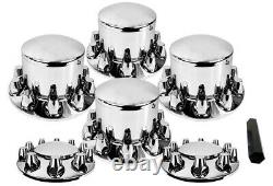 Chrome Semi Truck Hub Cover Wheel Kit Axle Cover 33mm Lug Front & Rear Complete