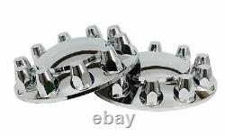 Chrome Semi Truck Hub Cover Wheel Kit Axle Cover 33mm Lug Front & Rear Complete