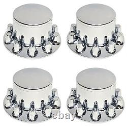 Chrome Semi Truck Hub Cover Wheel Kit Axle Cover 33mm Lug Front & Rear Complete