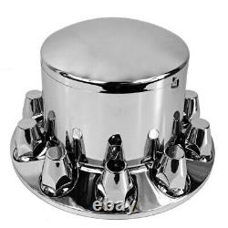 Chrome Semi Truck Hub Cover Wheel Kit Axle Cover 33mm Lug Front & Rear Complete