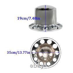 Chrome Semi Truck Rear 33mm Wheel Axle Covers with Hub Caps Lug Nuts Set of 4